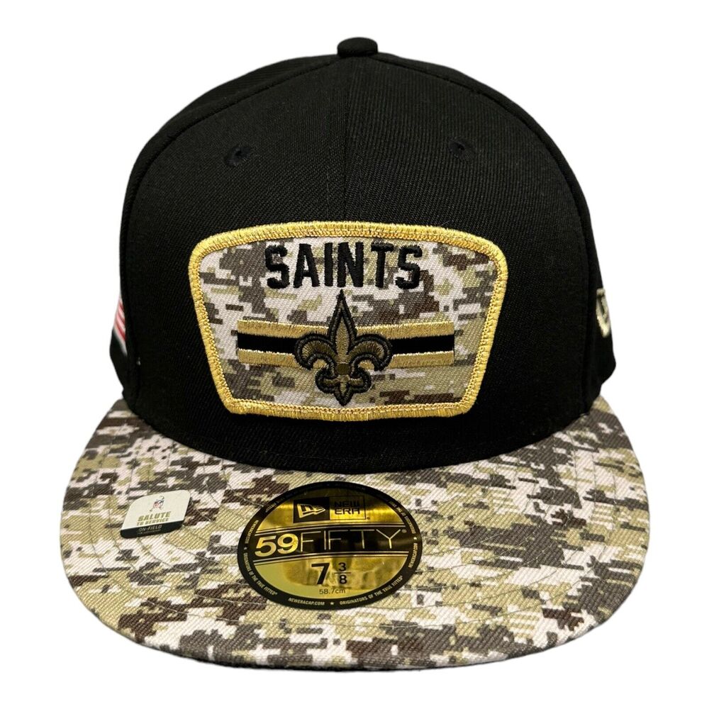 New Era 59FIFTY Fitted New Orleans Saints Salute To Service‎ Hat Men's Sz 7-3/8